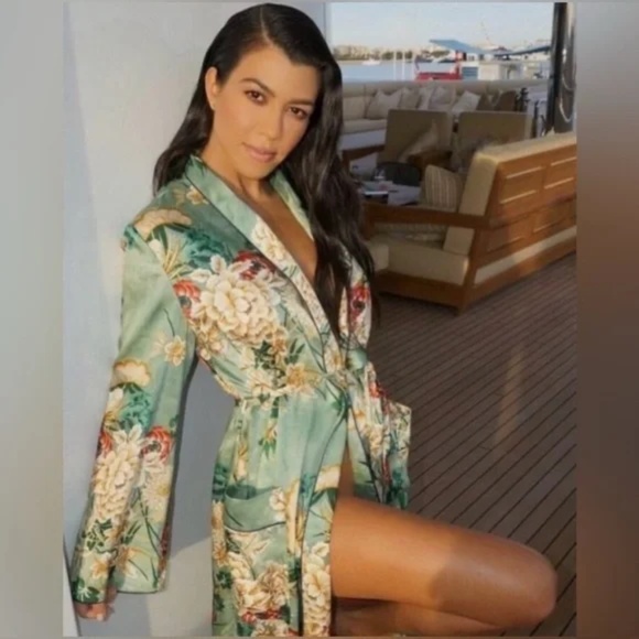 Zara Green Floral Print Kimono S - Picture 1 of 8